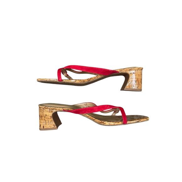 NYDJ Glam Strappy Sandals Women's 10 Wide Block Heel Red Slip-on Dainty Nautical - Picture 7 of 11